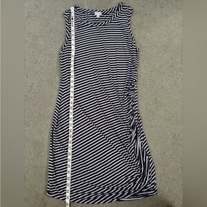 Navy Blue and White Midi Dress Womens XL
